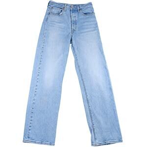 Levi’s Ribcage Straight Jeans Women’s W30 L32 Light Wash High Rise Button Fly